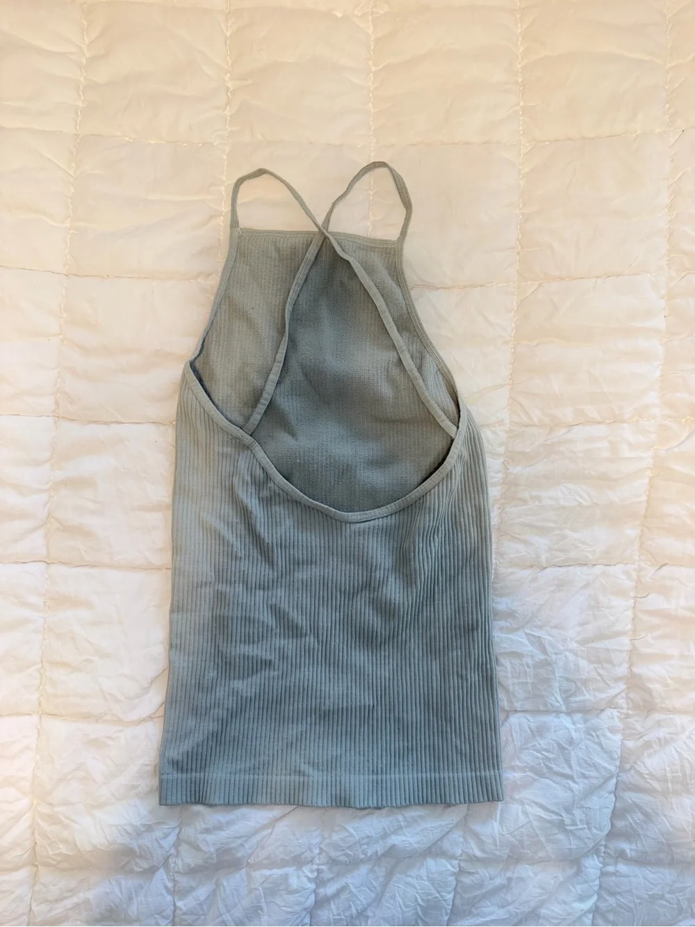 Free People Sage Green Ribbed Halter Dress